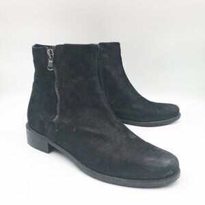 SESTO MEUCCI Black Suede Shimmer Zip Ankle Boots Booties Womens 8.5